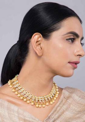 Kundan And Pearls Choker Necklace 1
