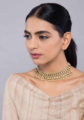 Kundan And Pearls Choker Necklace 1