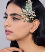Kundan And Pearls Green Passa/ Jhoomar