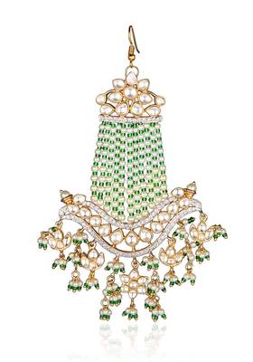 Kundan And Pearls Green Passa/ Jhoomar 2