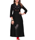 Black embroidered rayon ethnic kurtis