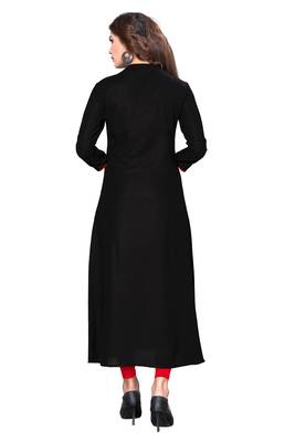Black embroidered rayon ethnic kurtis 3