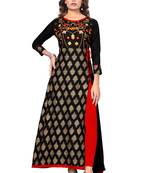 Black embroidered rayon ethnic kurtis