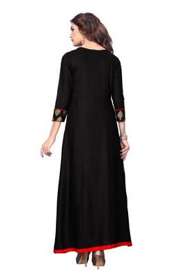 Black embroidered rayon ethnic kurtis 2