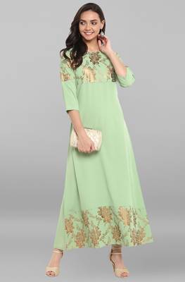 Janasya Light-green printed crepe kurtas and kurtis 1