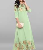 Janasya Light-green printed crepe kurtas and kurtis