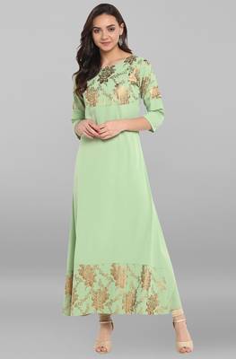 Janasya Light-green printed crepe kurtas and kurtis 2