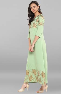 Janasya Light-green printed crepe kurtas and kurtis 3