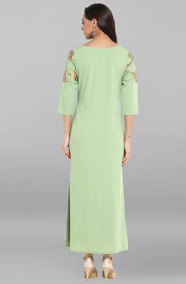 Janasya Light-green printed crepe kurtas and kurtis 5