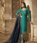 Green Embroidered Georgette Salwar