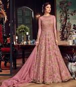 Pink Embroidered Net Salwar