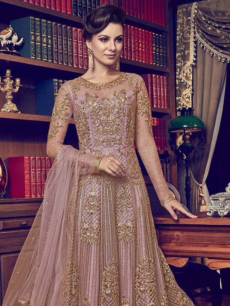 Pink Embroidered Net Salwar