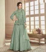 Green Embroidered Net Salwar