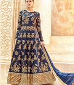 Blue Embroidered Silk Blend Salwar