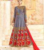 Grey Embroidered Silk Blend Salwar