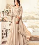 Cream Embroidered Georgette Salwar