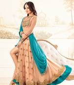 Peach Embroidered Net Salwar