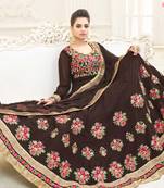 Brown Embroidered Georgette Salwar