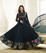 Blue Embroidered Georgette Salwar