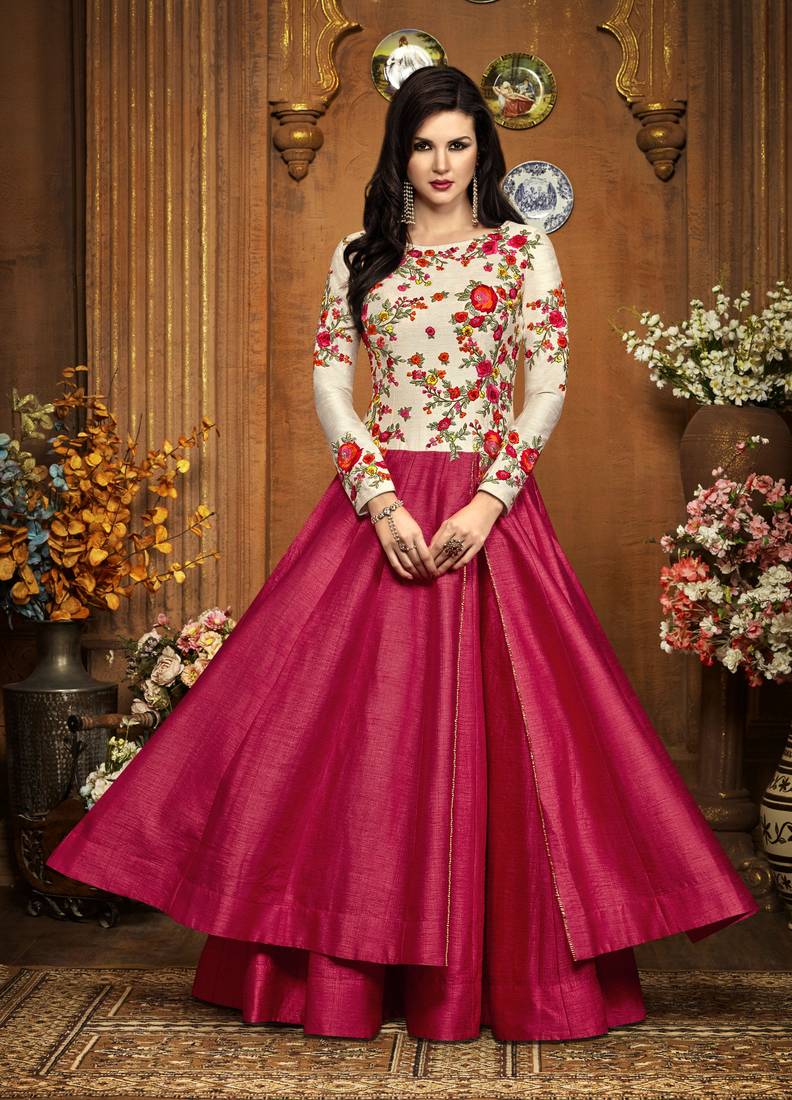 Pink Embroidered Silk Blend Salwar