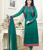 Green Embroidered Georgette Salwar
