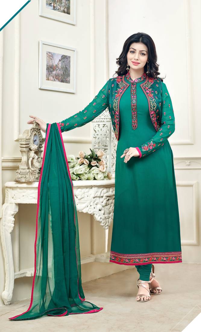 Green Embroidered Georgette Salwar