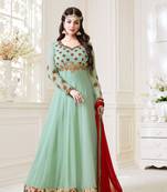 Green Embroidered Georgette Salwar