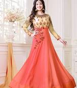 Orange Embroidered Georgette Salwar