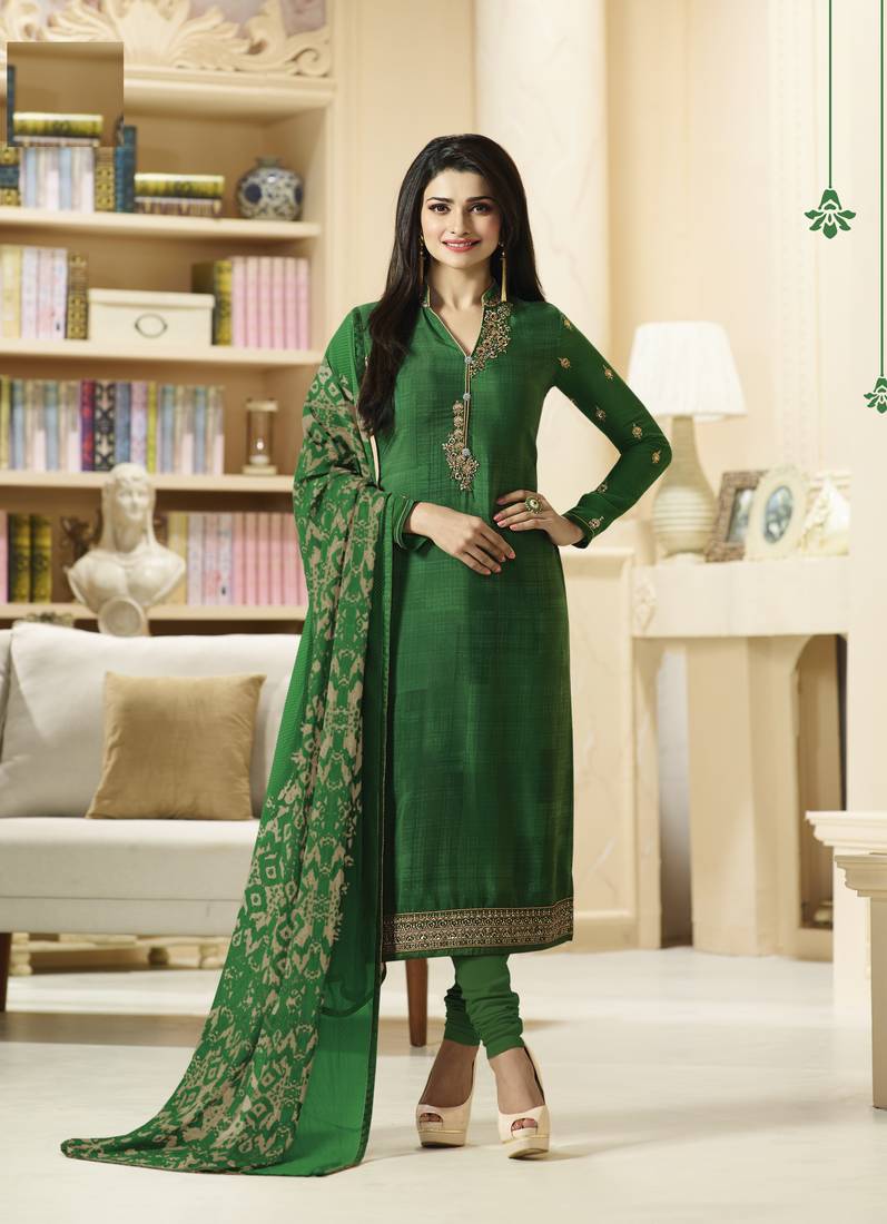 Green Embroidered Crepe Salwar