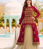 Maroon Embroidered Silk Blend Salwar