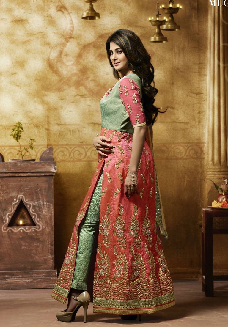 Pink Embroidered Silk Blend Salwar