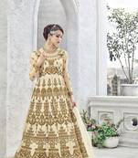 Cream Embroidered Georgette Salwar