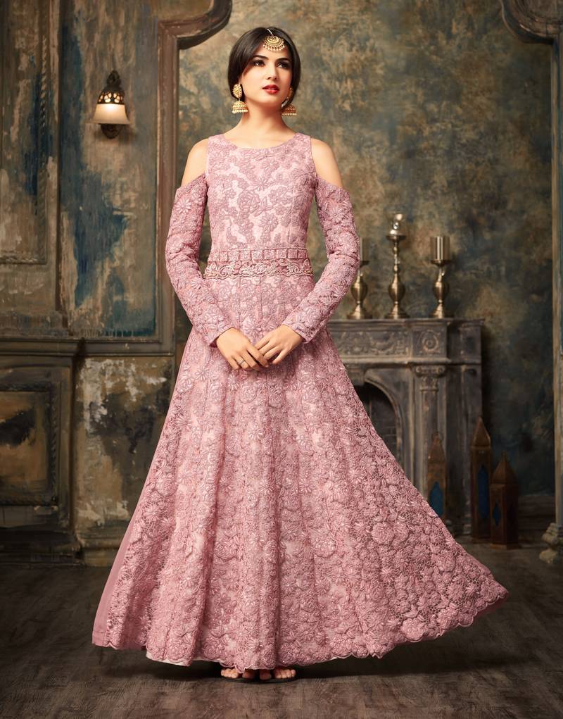 Pink Embroidered Silk Blend Salwar
