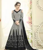 Grey Embroidered Silk Blend Salwar