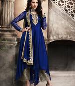 Blue Embroidered Silk Blend Salwar