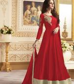 Red Embroidered Silk Blend Salwar
