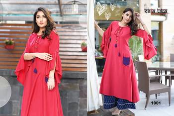 Pink Designer Plain Rayon Kurti 1