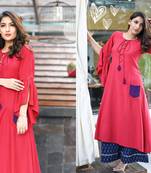Pink Designer Plain Rayon Kurti