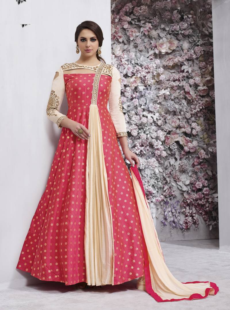 Pink Embroidered Silk Blend Salwar