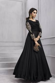 Black Embroidered Silk Blend Salwar