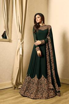 Green Embroidered Georgette Salwar