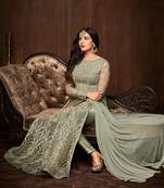 Green Embroidered Net Salwar