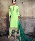 Green Embroidered Georgette Salwar