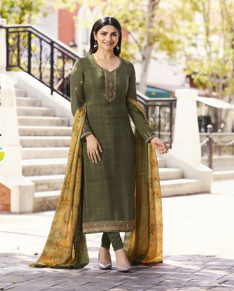 Green Embroidered Crepe Salwar