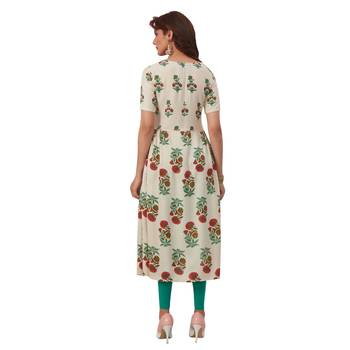 Off-white printed cotton long kurtis 2