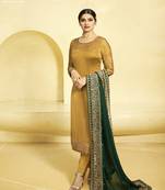 Yellow Embroidered Georgette Salwar