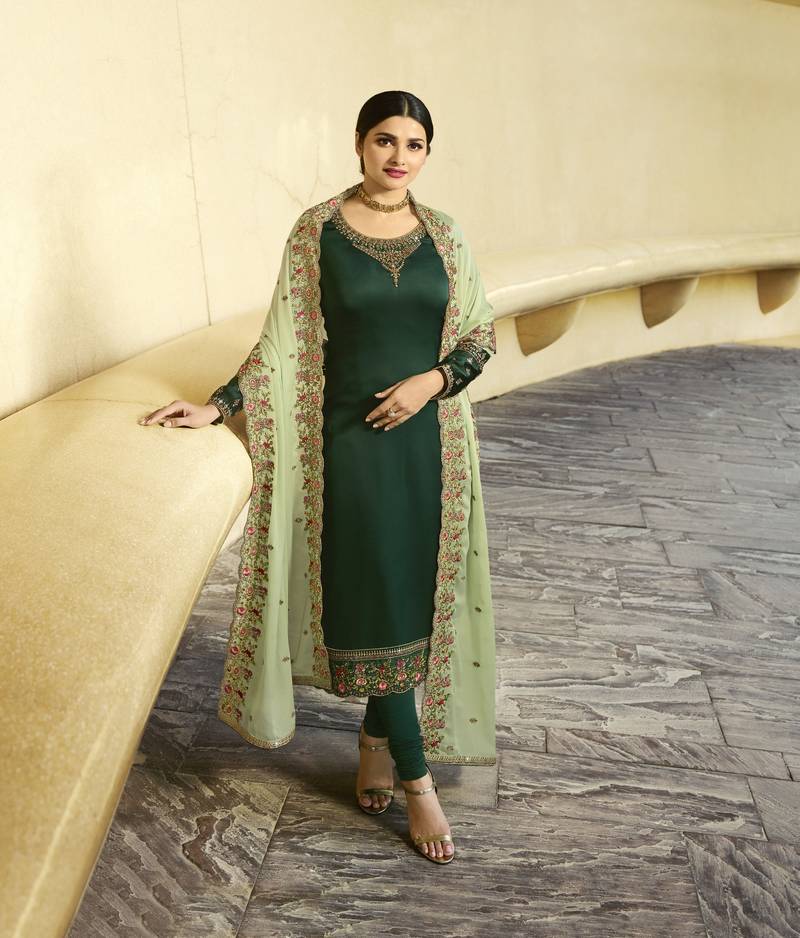 Green Embroidered Georgette Salwar