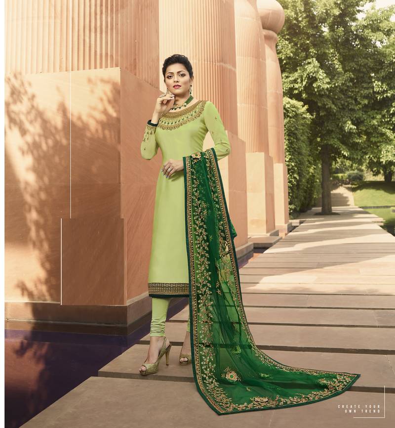 Green Embroidered Jacquard Salwar