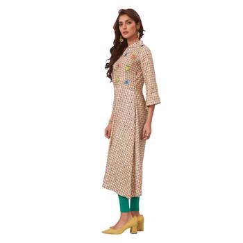 Brown printed cotton long kurtis 3