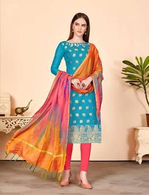 Sky-blue zari banarasi salwar 1